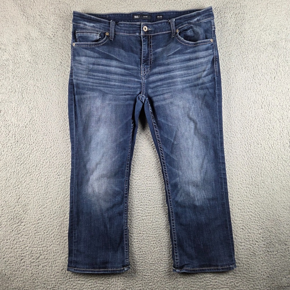Buckle BKE Carter Jeans Mens 40x32‎ (40x26) Blue Stretch Bootcut Denim Faded